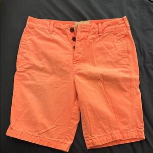 Hollister Men's Bright Orange Flat Front Shorts